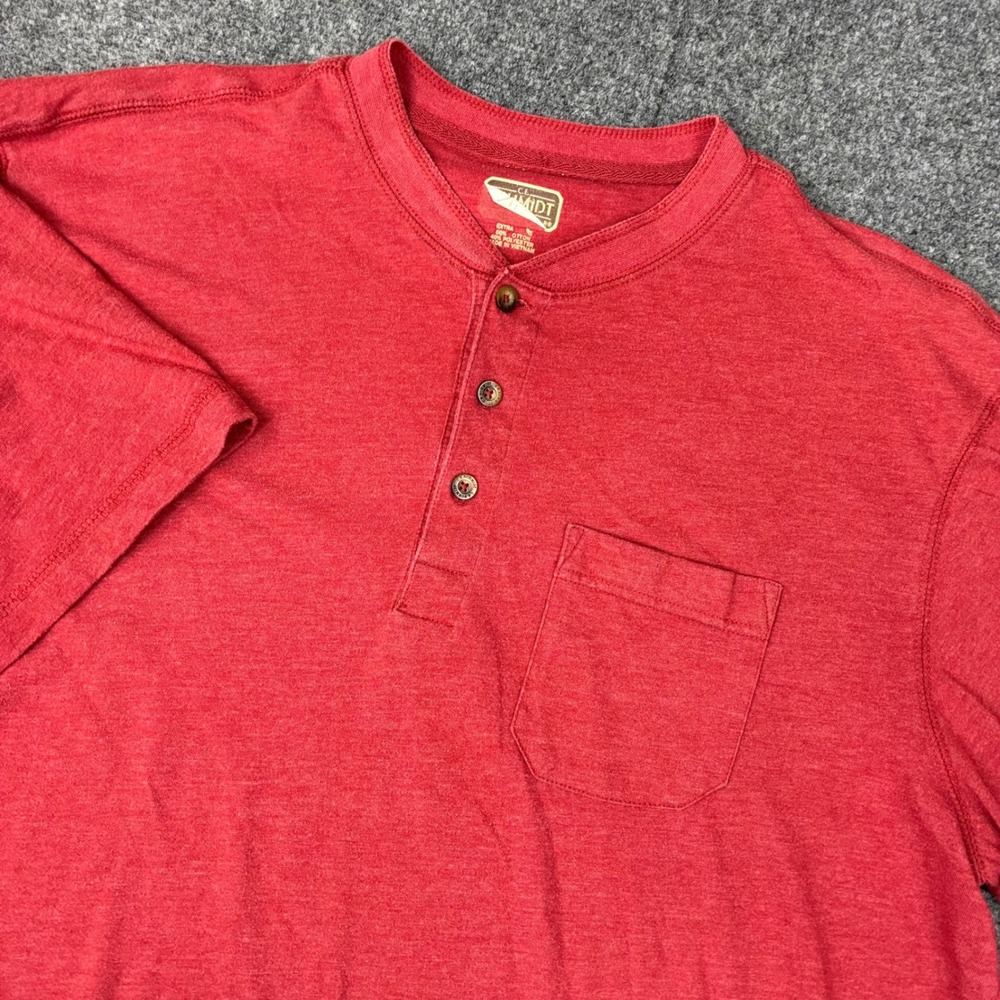 C.E. Schmidt Mens XL Red Short Sleeve Henley Pocket T-Shirt Heathered Workwear